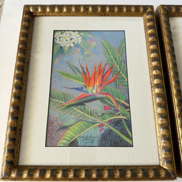 Hawaiian Botanical Bird of Paradise Art Print Set of 2 - Picture 2 of 8
